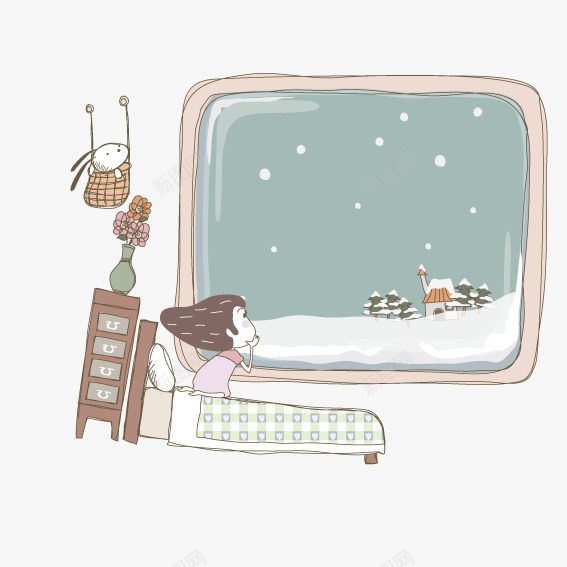 窗外看雪矢量图ai免抠素材_新图网 https://ixintu.com 窗外 雪景 雪花 飘雪 矢量图