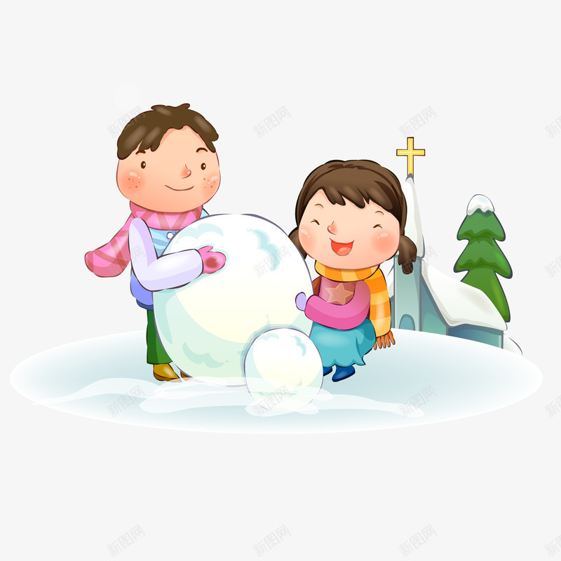 手绘冬季堆雪人的孩子矢量图ai免抠素材_新图网 https://ixintu.com 冬天 冬季 堆雪人 手绘插画 新图网 玩耍的孩子 矢量图