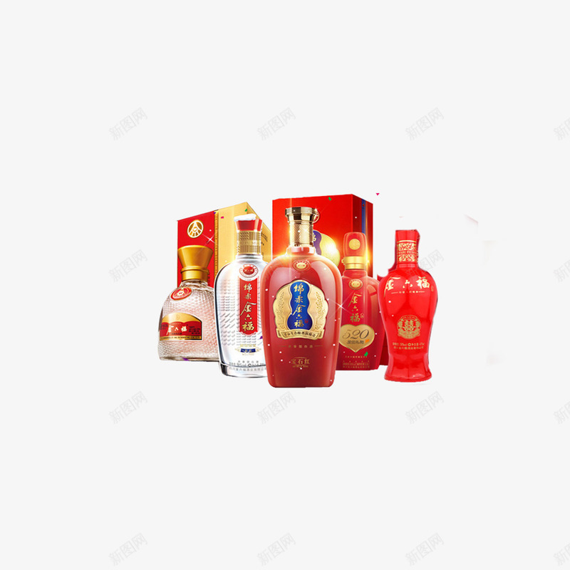 金六福白酒png免抠素材_新图网 https://ixintu.com 包装盒 品牌 红色 酒 酒精