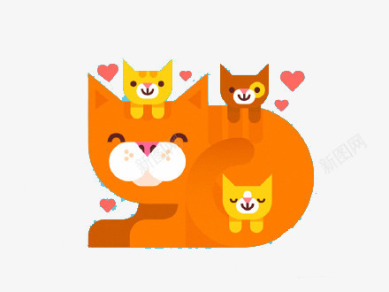 扁平化卡通猫咪png免抠素材_新图网 https://ixintu.com H5页面素材 卡通 大猫 小猫 扁平化 扁平素材 电商卡通 网页设计卡通