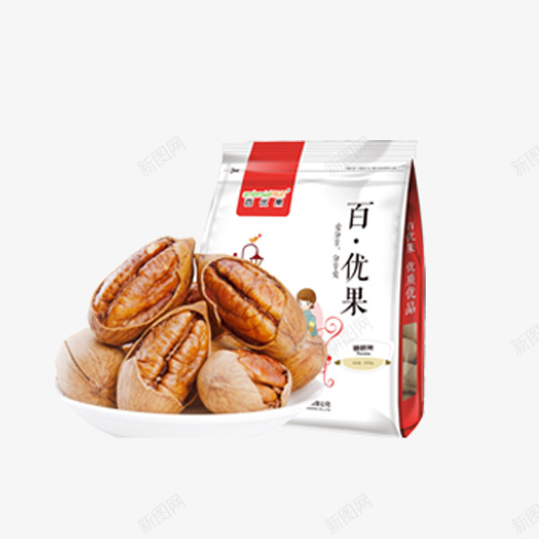 百优果碧根果包装png免抠素材_新图网 https://ixintu.com 坚果 干果 干货 年货 特产 补品 零食