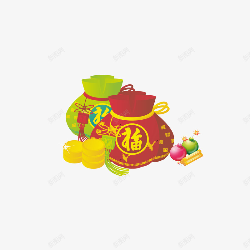 店庆节日福袋装饰矢量图ai免抠素材_新图网 https://ixintu.com 卡通 图形 标签 福袋 纹理 线条 节日 边框 矢量图