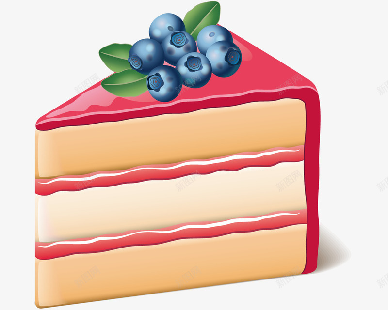 蓝莓蛋糕矢量图ai免抠素材_新图网 https://ixintu.com 水果 甜品 蛋糕 食品 矢量图