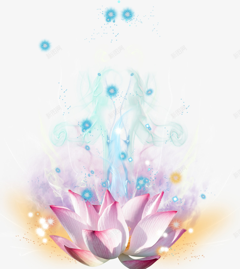 装饰炫酷莲花psd免抠素材_新图网 https://ixintu.com 光效 免抠效果 发光 炫酷 炫酷花朵 莲花 装饰图案