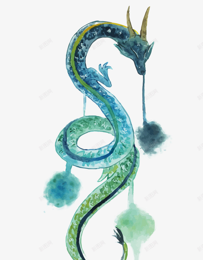 蓝色龙矢量图eps免抠素材_新图网 https://ixintu.com PNG图片 PNG图片素材 PNG素材 PNG素材免费 PNG素材免费下载 中国风 手绘 蓝色 飞龙 矢量图