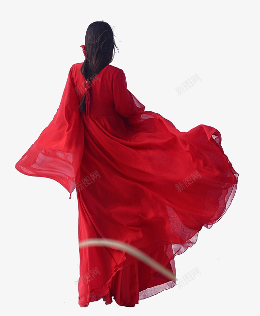 古典红衣女子背影图png免抠素材_新图网 https://ixintu.com 古典女子 红衣女子 美丽的 背影图 轻纱 长发