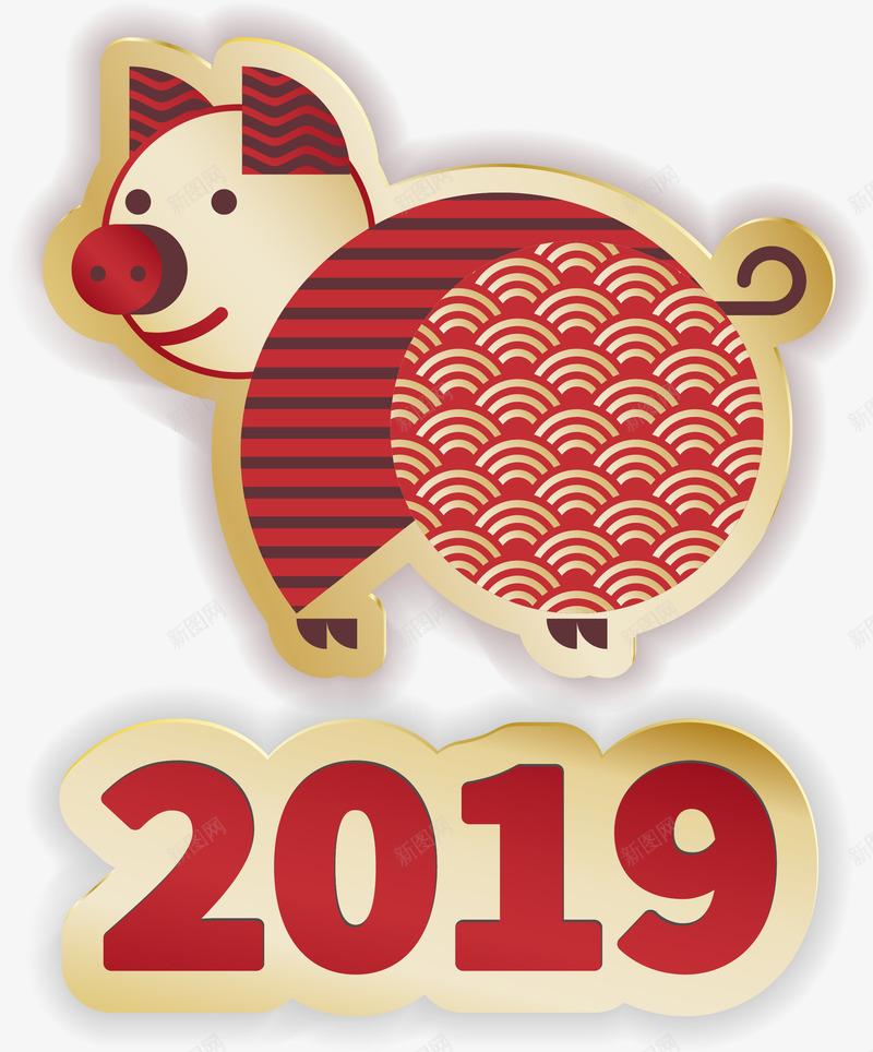 2019手绘红色剪纸猪插画矢量图ai免抠素材_新图网 https://ixintu.com 2019 中国风 手绘猪年装饰 手绘红色剪纸猪插画 猪 猪年 矢量图