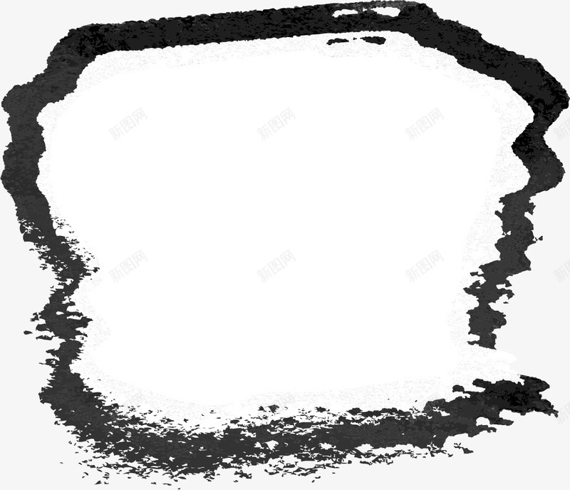 黑色水墨边框png免抠素材_新图网 https://ixintu.com 中国风 水墨 水墨风边框 涂鸦 黑色