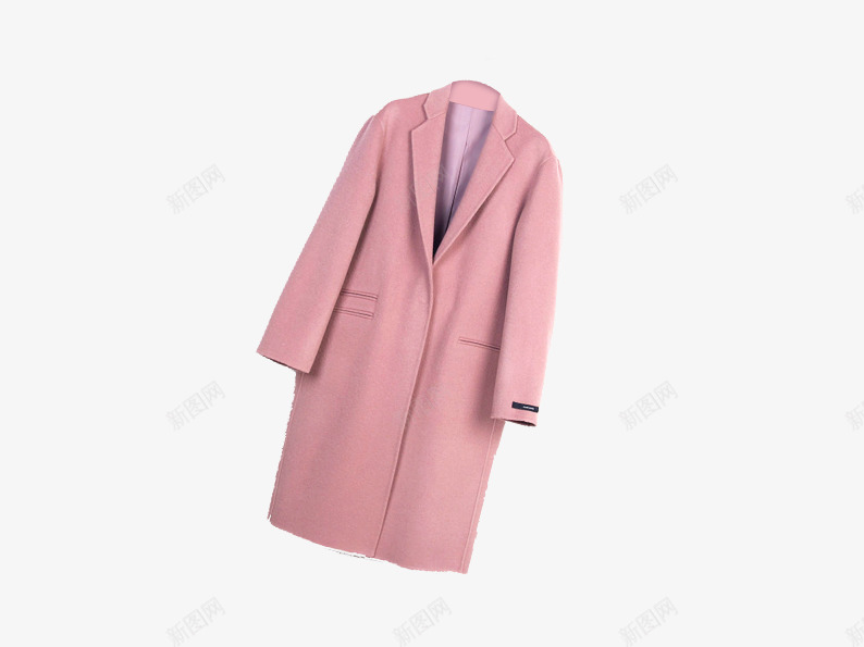 韩版毛呢大衣png免抠素材_新图网 https://ixintu.com 中长款大衣 产品实物 大衣 女装 粉色 羊毛呢子大衣 衣服