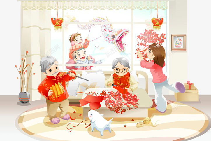 喜庆卡通人物png免抠素材_新图网 https://ixintu.com 喜庆卡通人物 家庭 开心 插画人物 老夫妻
