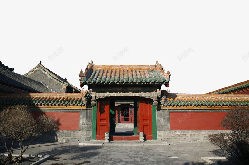 北京四合院仿古大红门png免抠素材_新图网 https://ixintu.com 中国风 传统 北京四合院 古代红门 古代门 复古门 木质