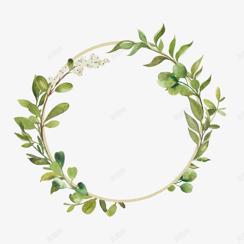 枝叶花环手绘图案png免抠素材_新图网 https://ixintu.com 叶子 圆环 枝叶 枝干 植物 简图 绿植 藤条