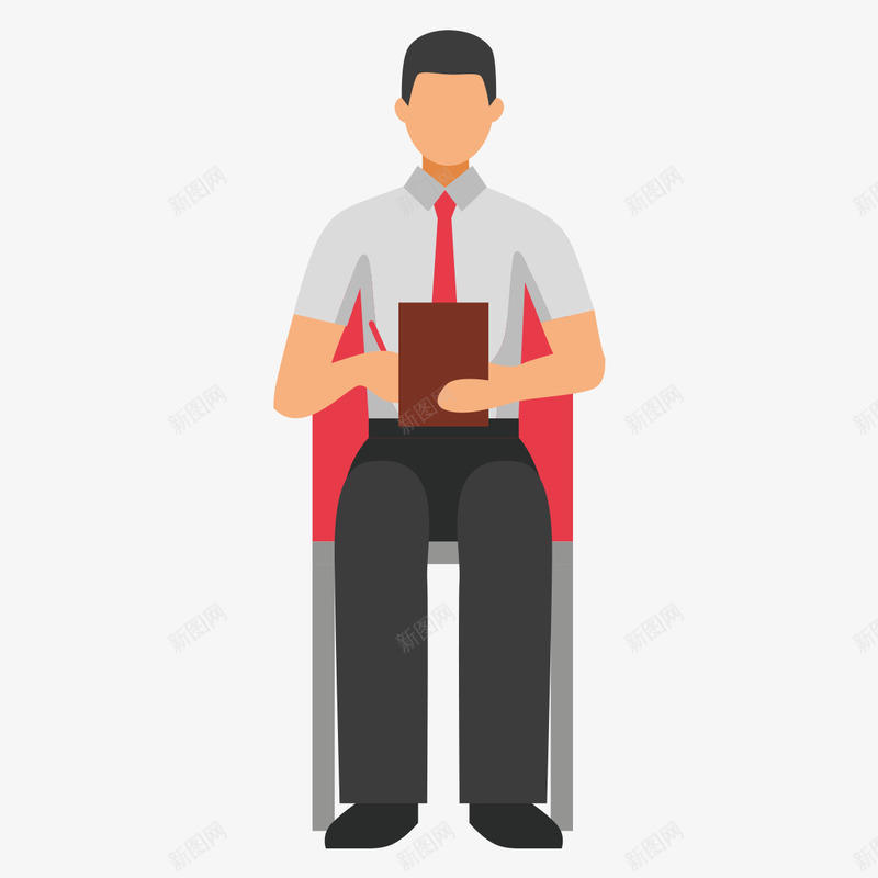 卡通商务人物png免抠素材_新图网 https://ixintu.com 人物 人物形象 做笔记 办公人物 卡通人物 卡通商务人物 商业插图 商务人物 手绘人物 插画 男记录员 记录员