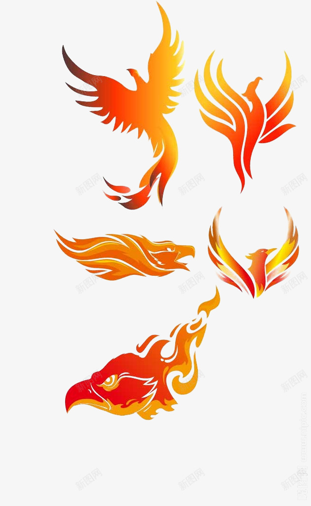 红色凤凰图标png_新图网 https://ixintu.com 凤凰 凤凰图腾 扁平 火 红色 翅膀 黄金凤