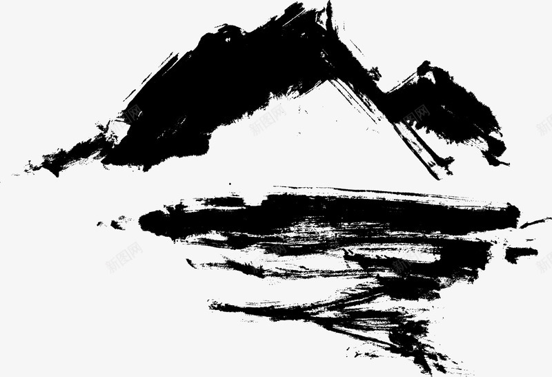 黑白毛笔水墨山脉png免抠素材_新图网 https://ixintu.com 山 山峰 山脉 手绘插画山 毛笔 水墨 装饰画 黑白