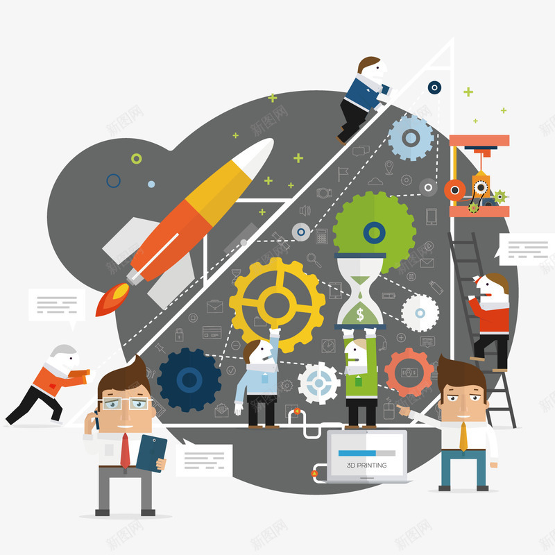 火箭飞行工程矢量图ai免抠素材_新图网 https://ixintu.com 分析 工程 施工 火箭 设置 设计 飞行 矢量图