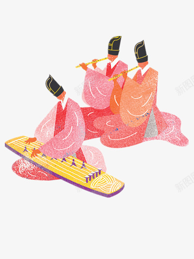 韩风插画png免抠素材_新图网 https://ixintu.com 古筝 彩色 插画 韩风