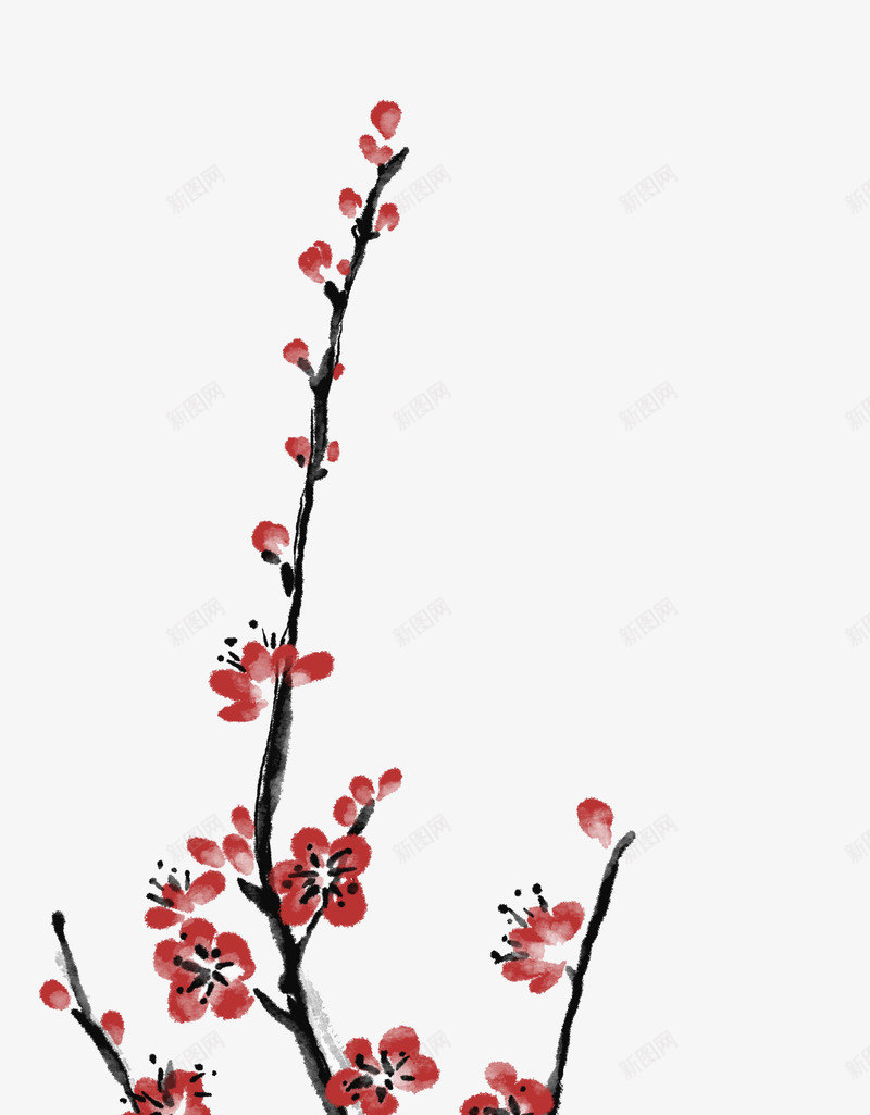 四君子梅花枝头图png免抠素材_新图网 https://ixintu.com 四君子 梅花 梅花枝头 植物 水彩画 装饰图案 鲜花