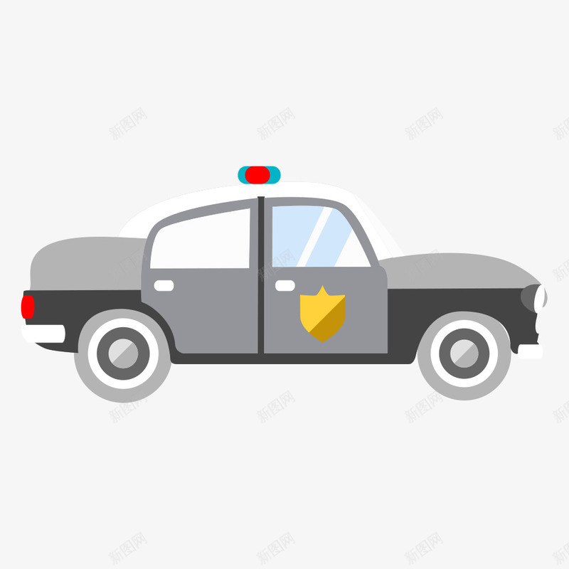 卡通灰色交警车png免抠素材_新图网 https://ixintu.com 交警车 报警 报警器 标志 汽车 灰色 犯罪者 警察 警徽