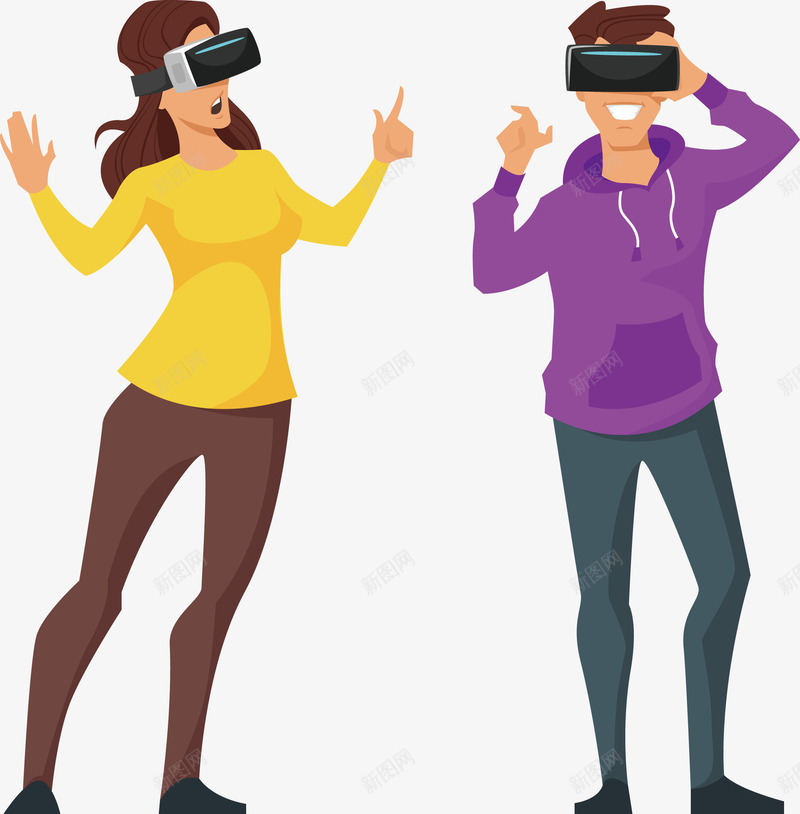 带着vr眼镜的男士女士矢量图eps免抠素材_新图网 https://ixintu.com 女士 女士png 女士矢量图 男士 眼镜 矢量图