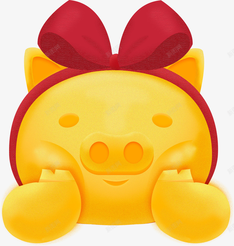 春节喜庆彩带小金猪png免抠素材_新图网 https://ixintu.com 喜庆 小金猪 彩带 春节