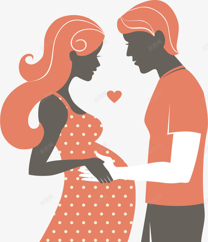裙装夫妻png免抠素材_新图网 https://ixintu.com 孕妇 孕妇卡通 孕妇手绘 孕妈妈卡通 怀孕女人 裙装