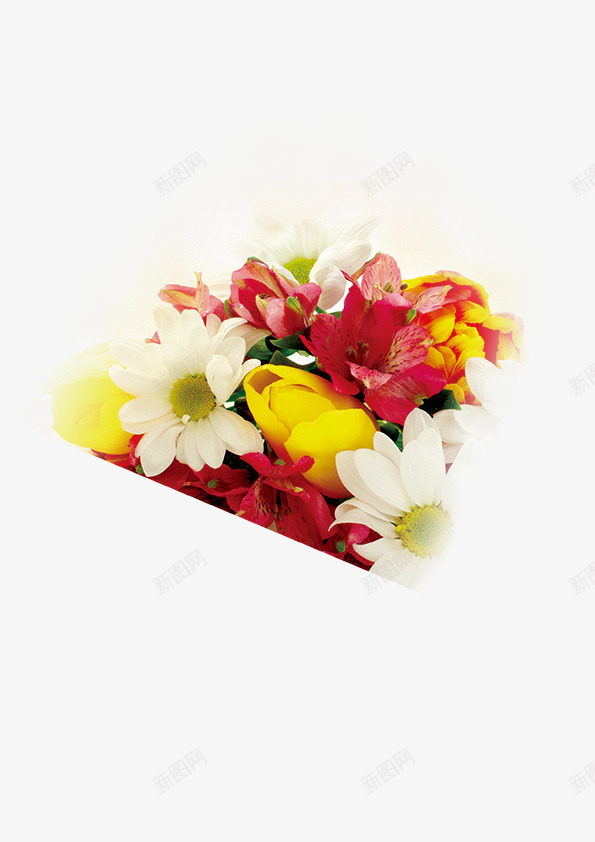 花束装饰png免抠素材_新图网 https://ixintu.com 水墨 粉色 粉花 紫花 红色绿色 红花 绿叶 花朵