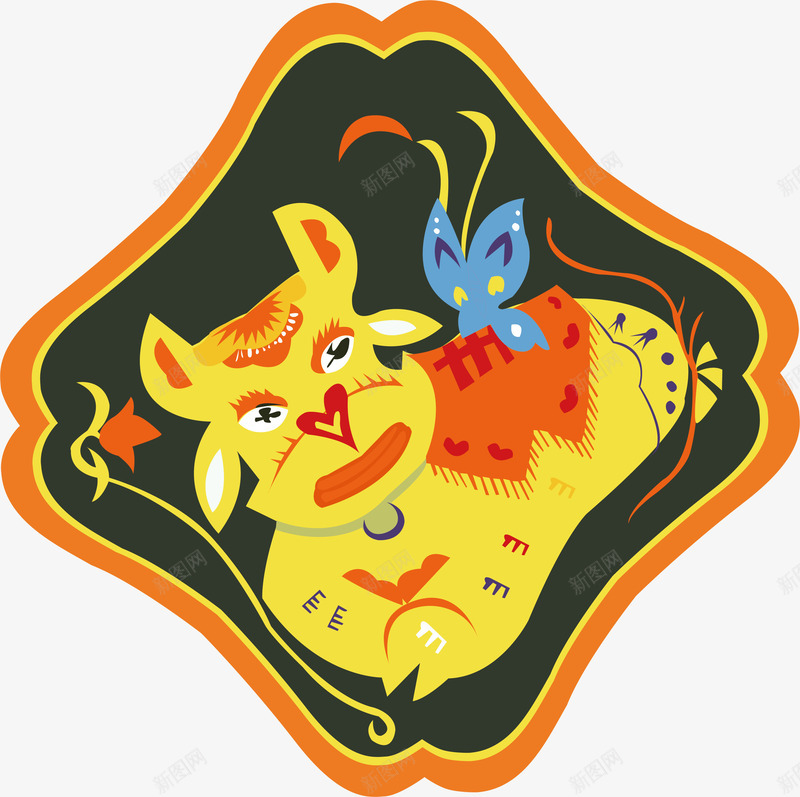 中国风十二生肖牛图案矢量图ai免抠素材_新图网 https://ixintu.com 12生肖 12生肖金牛 动物 彩色 民俗文化 民族风 民间艺术 牛 矢量图