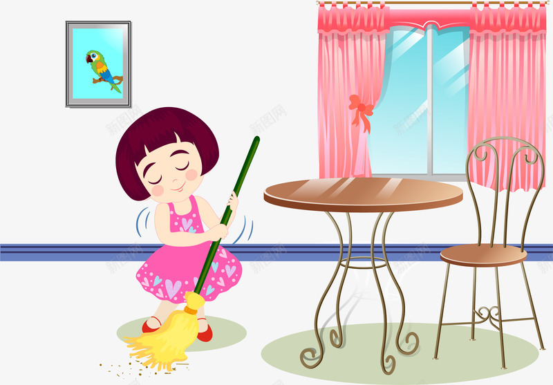 主动做家务的女孩png免抠素材_新图网 https://ixintu.com 值日生 做家务 儿童教育 幼教 扫地