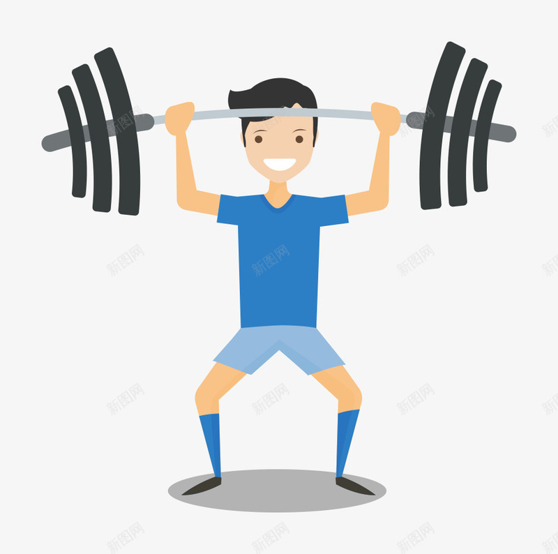 举重男的png免抠素材_新图网 https://ixintu.com 健身器材 器材 男士健身器材举重哑铃 矢量举重男的 蓝色 运动器械 运动服 黑色