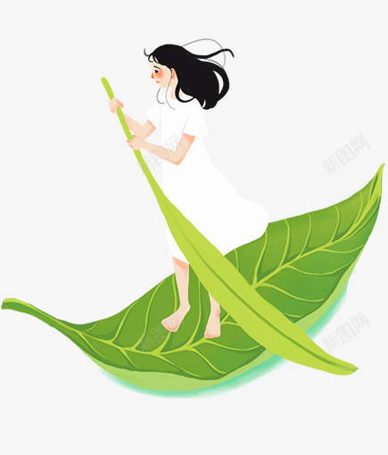 治愈系小清新初夏装饰插图png免抠素材_新图网 https://ixintu.com 初夏 叶子 女孩 小清新 文艺风 治愈系 装饰插图