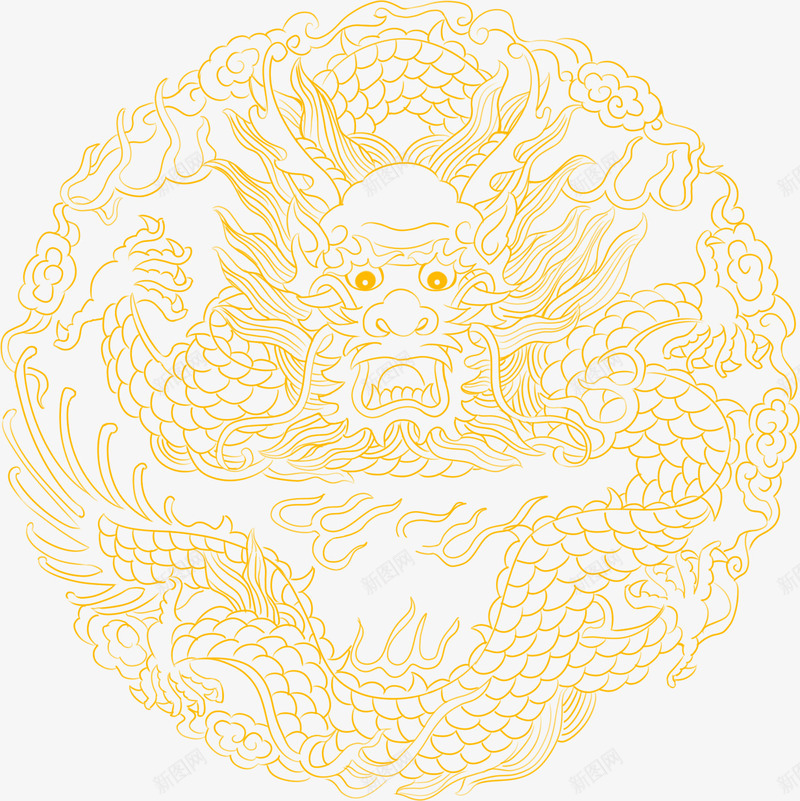 创意合成黄色的中国龙图腾png免抠素材_新图网 https://ixintu.com 中国 创意 合成 图腾 黄色