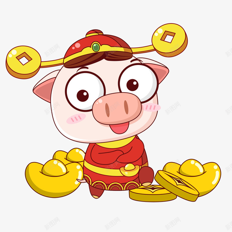 卡通财神猪宝宝png免抠素材_新图网 https://ixintu.com 卡通猪 卡通财神 卡通财神猪宝宝PNG免费下载 漫画猪 猪宝宝 猪小福PNG 猪年 生肖 财神 贺岁