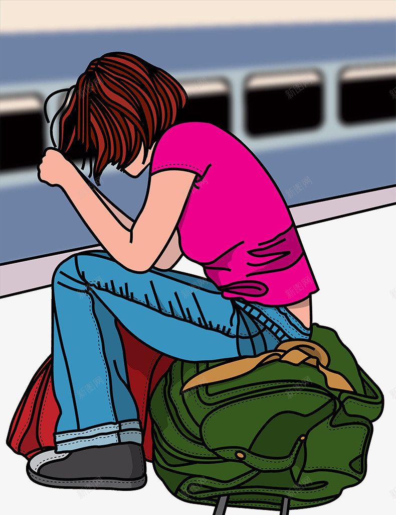 火车站站台等车女孩png免抠素材_新图网 https://ixintu.com 列车 女孩特写 女孩背影 火车站站台 等车 等车的女孩 车站 车站月台
