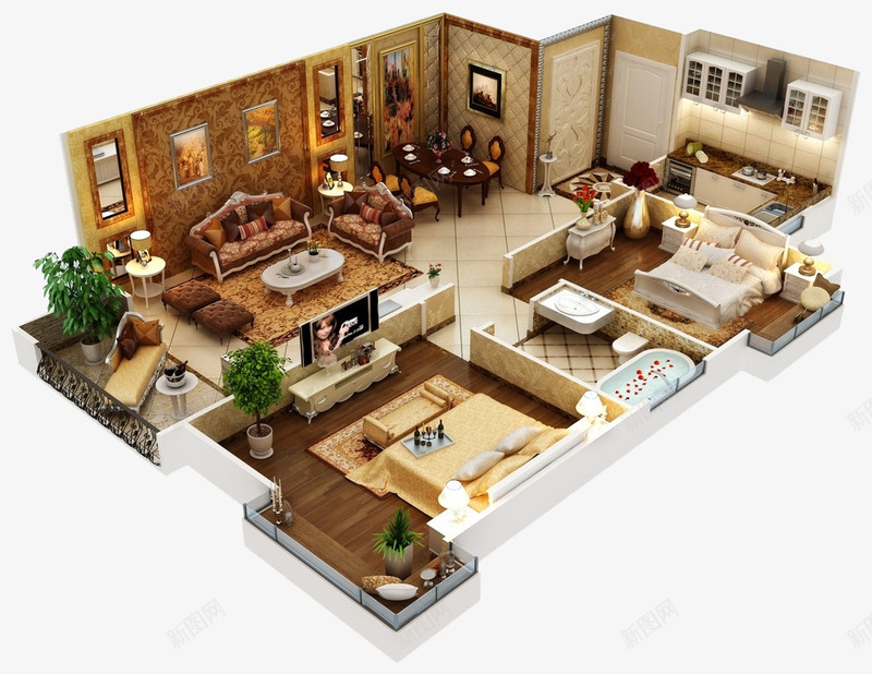 家装效果图png免抠素材_新图网 https://ixintu.com 3D户型图 3D效果图 ps鸟瞰群 家居户型 家装 家装户型 户型参考 户型效果图 户型设计 户型鸟瞰 效果图