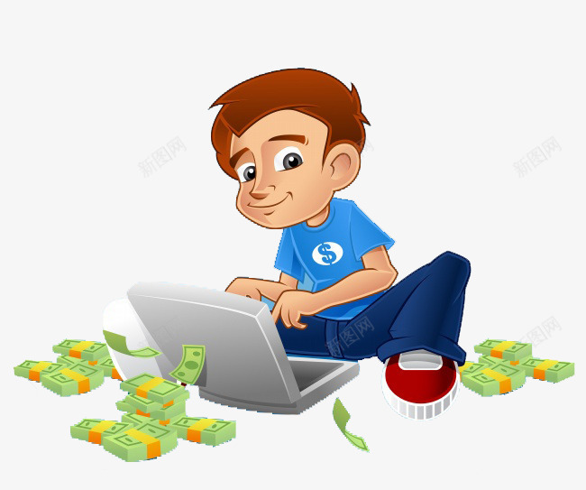 数钞票的男生png免抠素材_新图网 https://ixintu.com 值钱 卡通 可爱 开心 手拿钞票 手绘 纸币 钞票 高兴