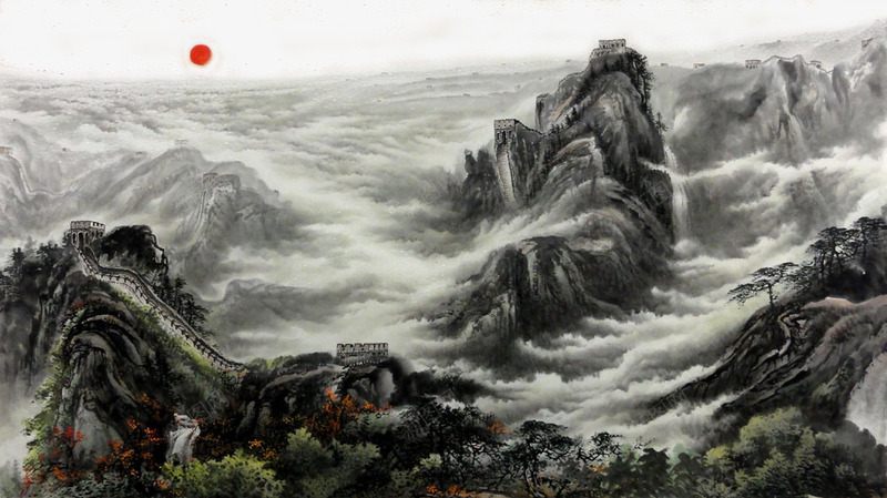 水墨长城景点png免抠素材_新图网 https://ixintu.com 免费下载 旅游元素 景点 水墨长城 长城