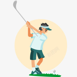青年男运动员打高尔夫球插画矢量图高清图片