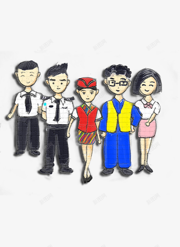 卡通职业任务png免抠素材_新图网 https://ixintu.com 卡通 空姐 空少 飞行员
