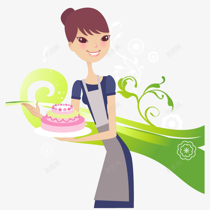 做蛋糕的人矢量图ai免抠素材_新图网 https://ixintu.com 手绘 插画 清新 蛋糕 矢量图