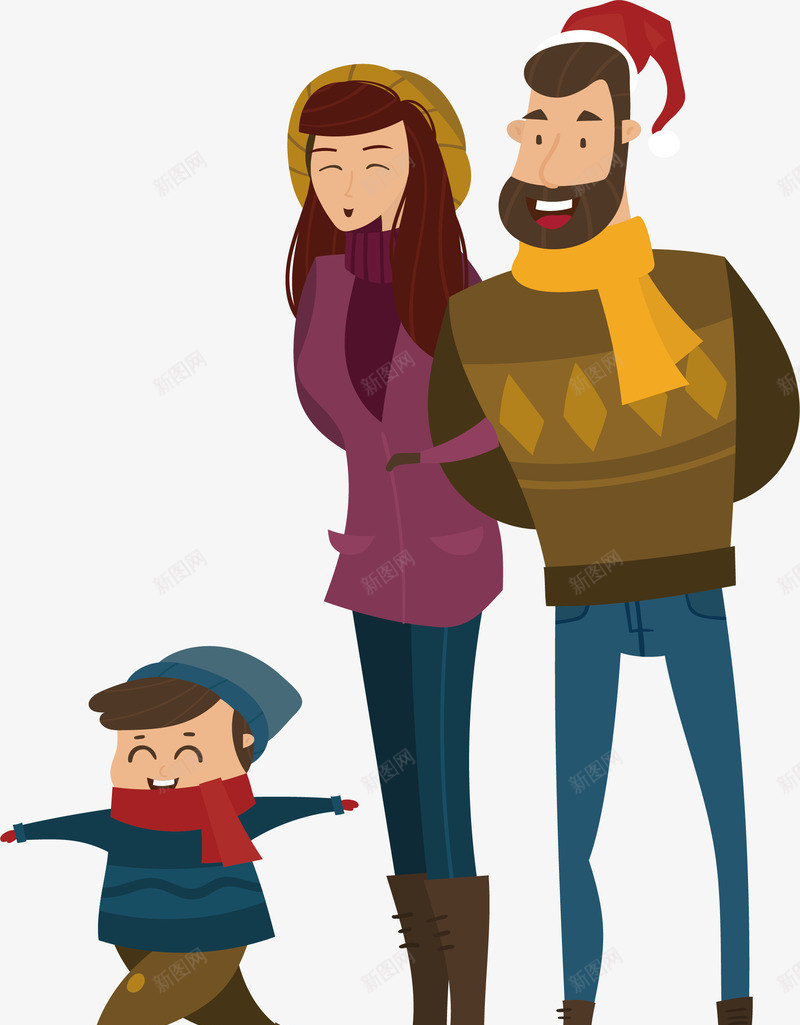 幸福的三口人矢量图ai免抠素材_新图网 https://ixintu.com 一家三口 三口人 圣诞节 幸福一家人 幸福圣诞 矢量png 矢量图