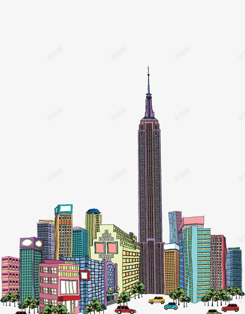 美国帝国大厦png免抠素材_新图网 https://ixintu.com 帝国大厦 手绘 美国