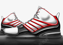 红色条纹手绘篮球鞋素材