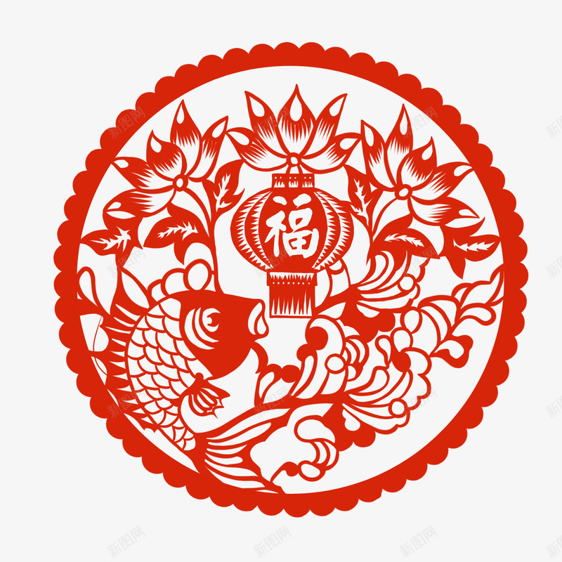 中国传统元素剪纸福png免抠素材_新图网 https://ixintu.com 元素 剪纸 新年 福 福字符