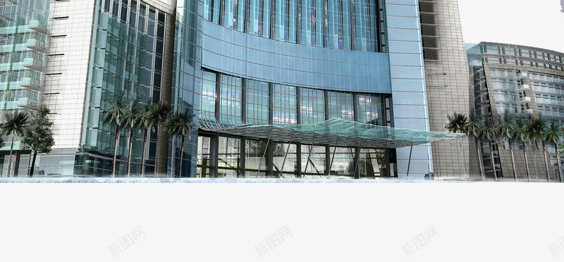 现代建筑透视图png免抠素材_新图网 https://ixintu.com 现代建筑 玻璃幕墙 透视图 钢结构