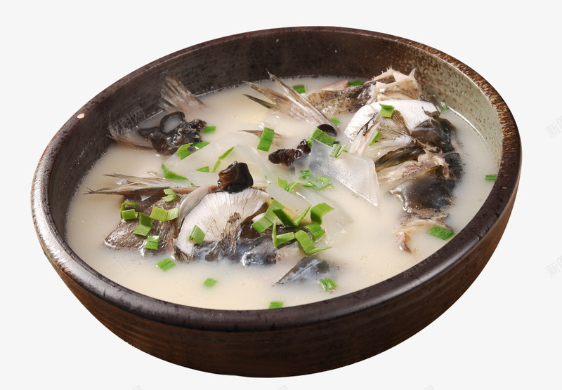 砂锅鱼头木耳汤png免抠素材_新图网 https://ixintu.com 养生汤 木耳 美食素材 葱 餐饮素材 鱼头