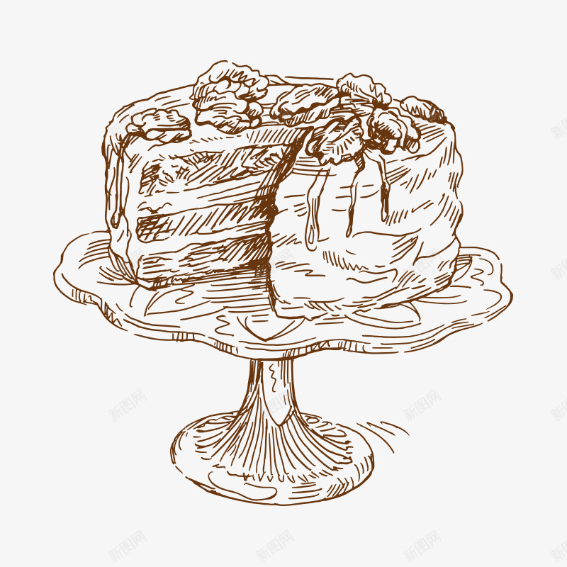 手绘素描png免抠素材_新图网 https://ixintu.com 手绘 糕点 素描 蛋糕 西点