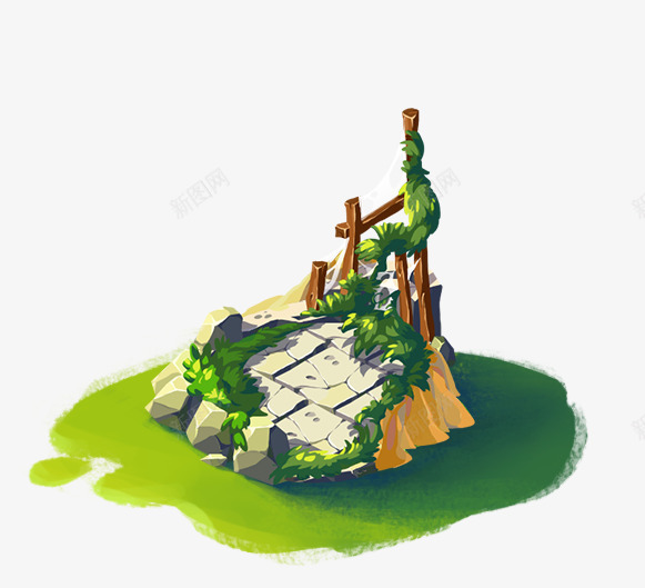 绿色草地岩石平台游戏png免抠素材_新图网 https://ixintu.com 岩石 平台 游戏 绿色 草地