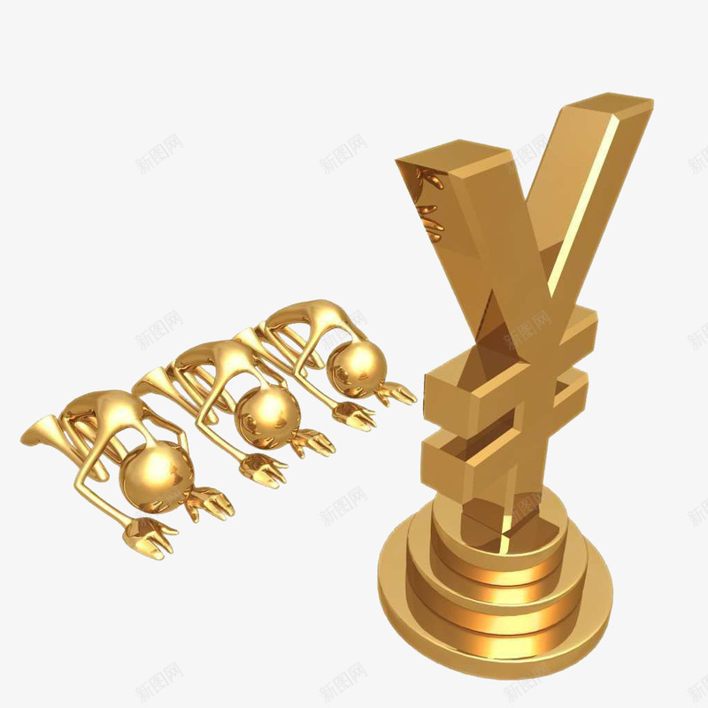 金色卡通高工资图标png_新图网 https://ixintu.com 卡通 现金 金色 高收入