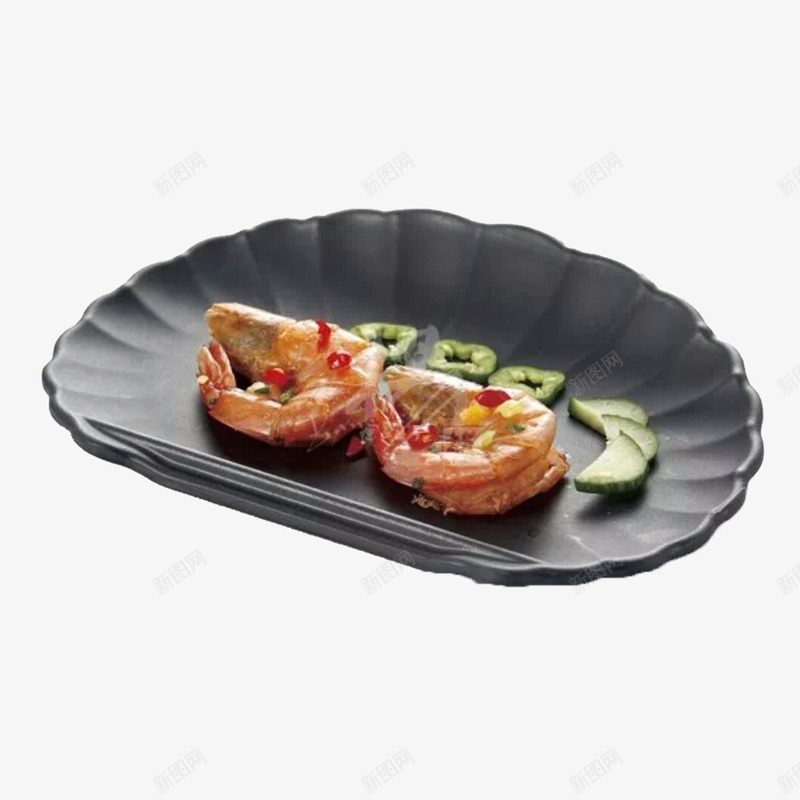 黑色食物贝壳状简约家用陶瓷盘子png免抠素材_新图网 https://ixintu.com 贝壳状 陶瓷 食物 黑盘子 黑色